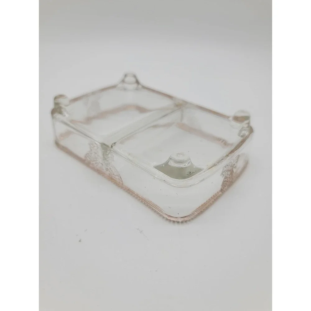 Vintage Glass Butterfly Trinket Cigarette Box /Card Set Gold Trim Vanity 3pc